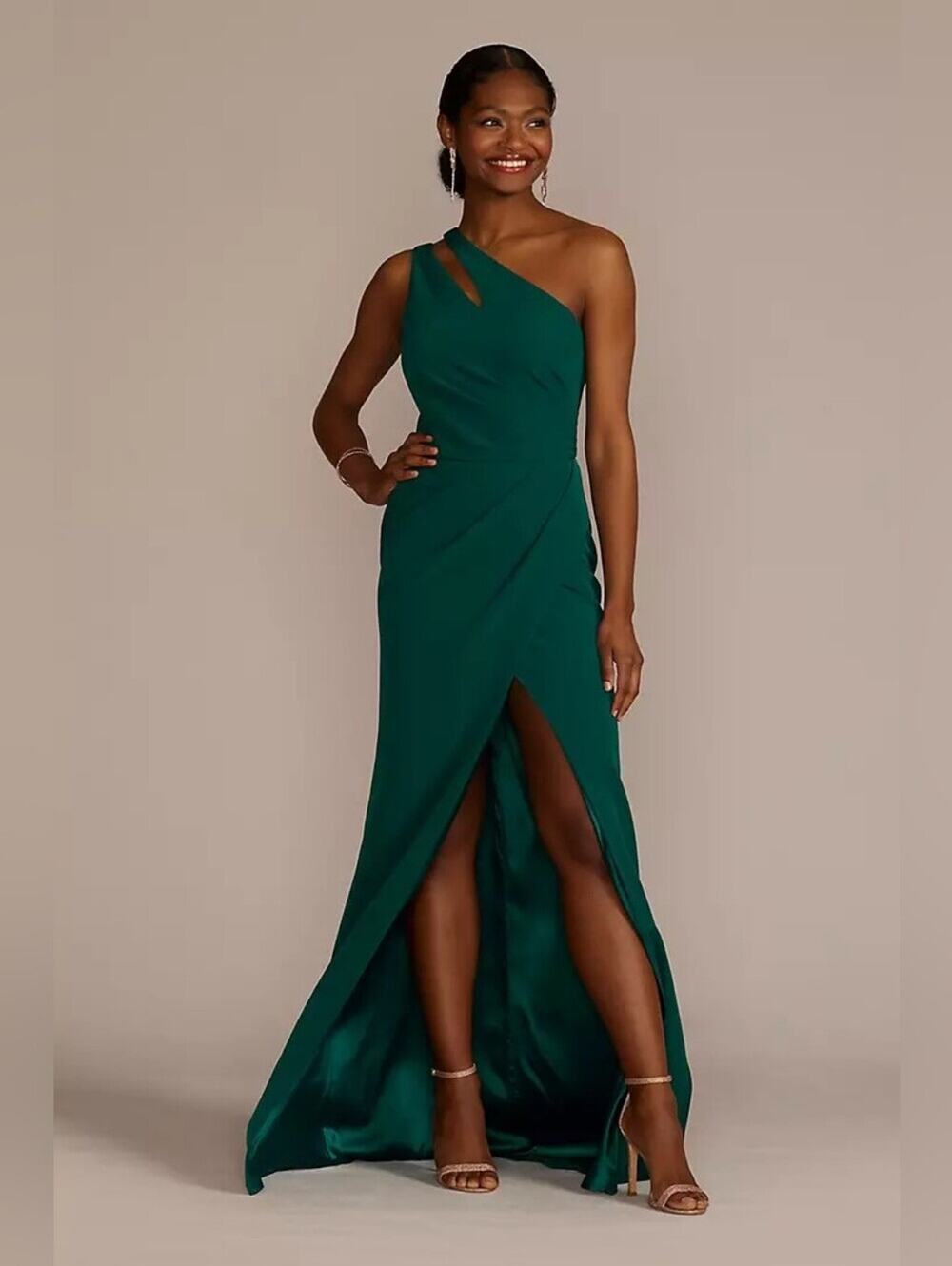 Galina Signature Emerald Green One Shoulder Evening Gown Formal Dress 12